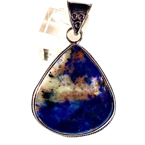 Handmade Jewelry - Natural Deep Blue Sodalite Gemstone in a 925 Stamped Pendant